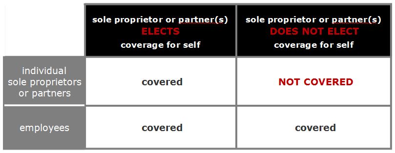Workers' comp sole proprietor coverage chart