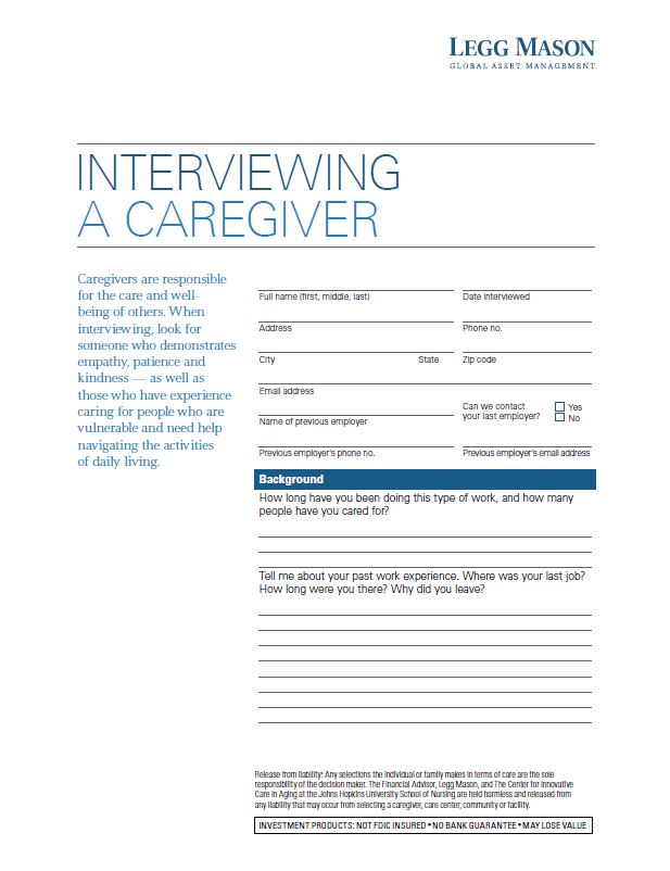 Interviewing a Caregiver