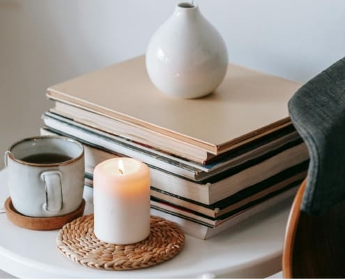 Candle on table