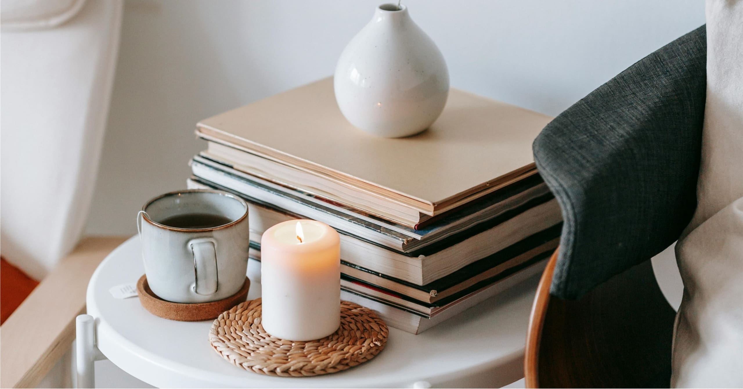 Candle on table